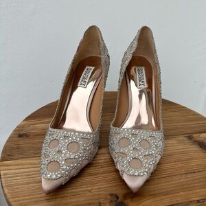 Badgley Mischka Sparkling Beige Heels
